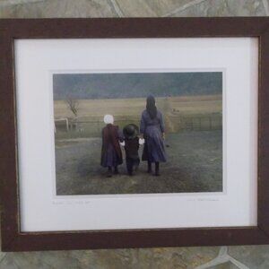Framed Matted and Signed Amish Family Photograph by Bill Coleman - No 1303 A.P.